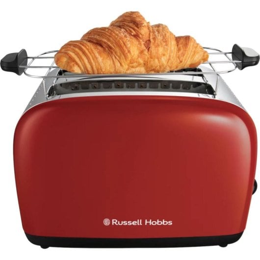 Tostadora Russell Hobbs 26551-56 2 rebanadas 1600 W Roja ranuras anchas acero inoxidable