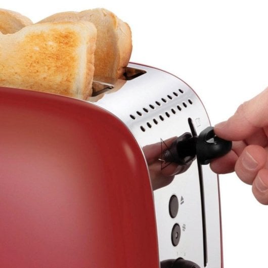 Tostadora Russell Hobbs 26551-56 2 rebanadas 1600 W Roja ranuras anchas acero inoxidable