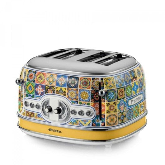 Toaster Ariete 0156/0P 4 Scheiben Gelb 1630 W Vintage Design Metallgehäuse
