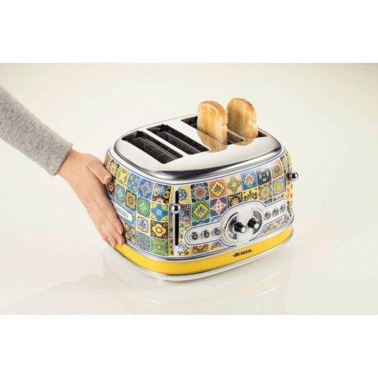 Toaster Ariete 0156/0P 4 Scheiben Gelb 1630 W Vintage Design Metallgehäuse