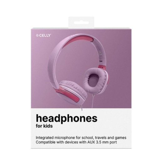 Auriculares Celly KIDSBEAT2 com fio Jack 3,5 mm Microfone Infantil Rosa