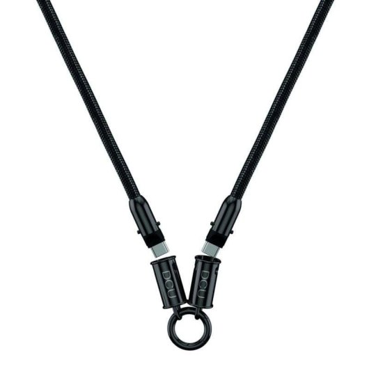 Cordón para smartphone DCU Tecnologic 34154060 USB C a C 1,2 m 60W Algodón trenzado Negro