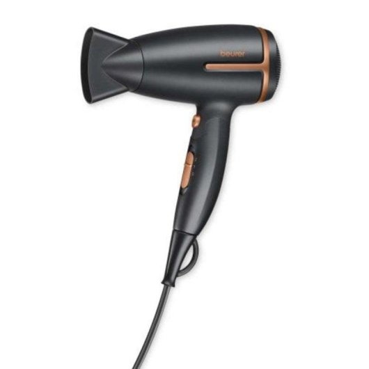 Secador de Pelo Plegable Beurer 1600W 2 Temperaturas 2 Velocidades Iónico Negro Rosé