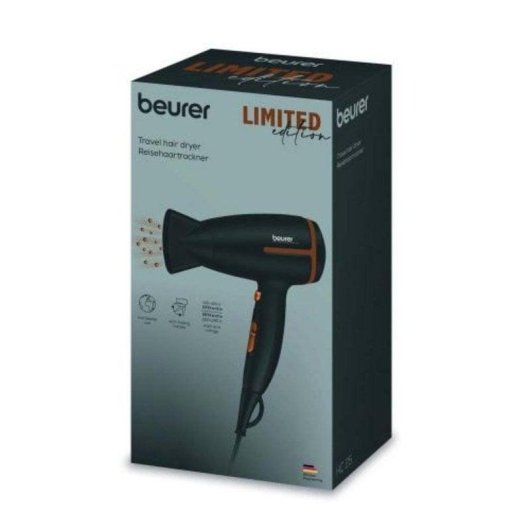Secador de Pelo Plegable Beurer 1600W 2 Temperaturas 2 Velocidades Iónico Negro Rosé