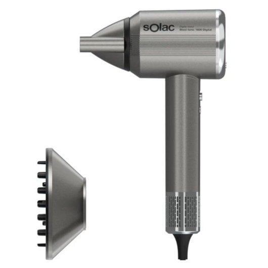 Sèche-cheveux Ionique Professionnel Solac Blast Ionic 1600 Digital 1600W 4 Températures 3 Vitesses Accessoires Gris