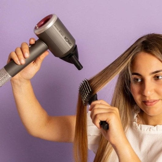 Sèche-cheveux Ionique Professionnel Solac Blast Ionic 1600 Digital 1600W 4 Températures 3 Vitesses Accessoires Gris