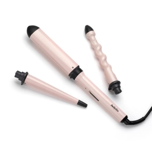 Rizador de pelo BaByliss Curl & Wave Trio LED 3 cabezales Cerámica 210°C Rosa