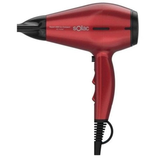 Sèche-cheveux Ionique Professionnel Solac Expert 2400 Ion-Compact 2400W 6 Températures 6 Vitesses Accessoires Rouge