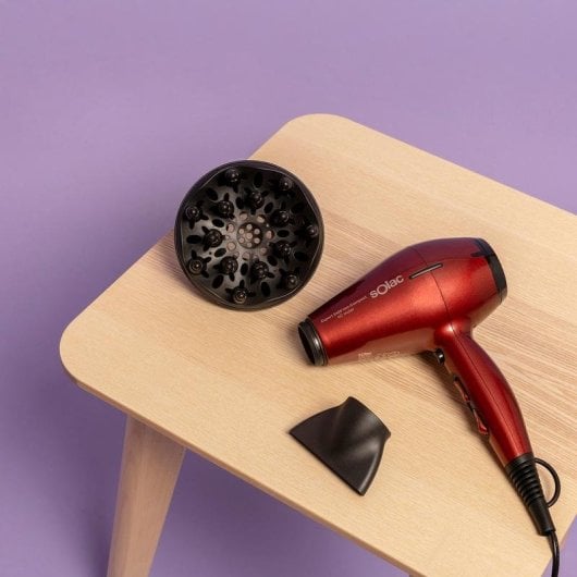 Sèche-cheveux Ionique Professionnel Solac Expert 2400 Ion-Compact 2400W 6 Températures 6 Vitesses Accessoires Rouge