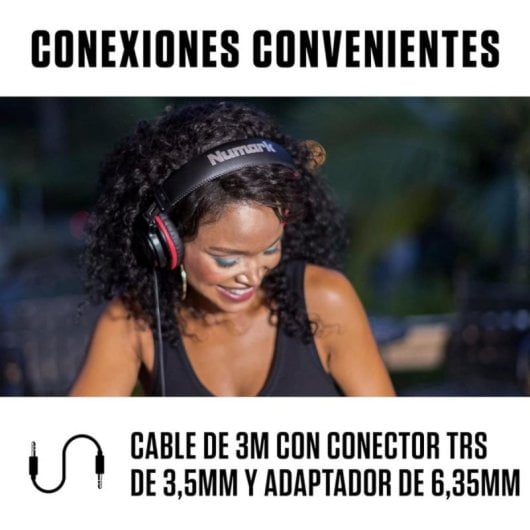 Auricular DJ Numark HF175 monitorización cerrada transductores 40 mm 3 m cable