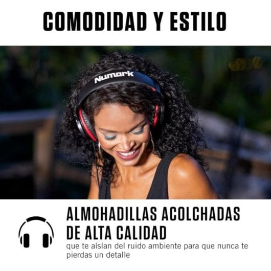 Auricular DJ Numark HF175 monitorización cerrada transductores 40 mm 3 m cable
