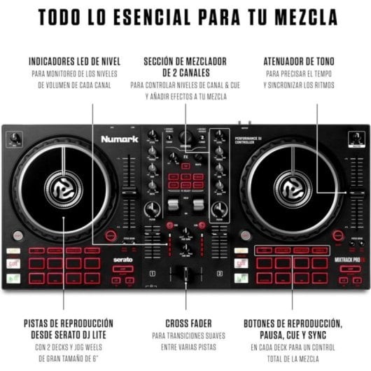Controladora DJ Numark Mixtrack Pro FX Jog Wheels 6 pulgadas 16 Pads Efectos Serato DJ