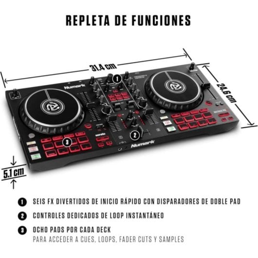 Controladora DJ Numark Mixtrack Pro FX Jog Wheels 6 pulgadas 16 Pads Efectos Serato DJ