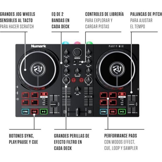 Controladora DJ Numark Party Mix II USB Iluminación LED Streaming