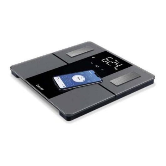 Balança Digital Negra Bluetooth com Ecrã LCD 180 kg IMC Conexão Smartphone