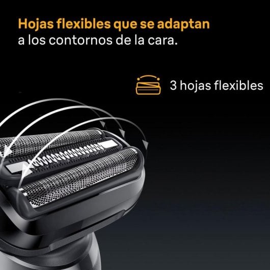Afeitadora Braun Series 5 52-B1000s 3 Láminas SkinFlex Modo Turbo Batería 50 min Negro Azul