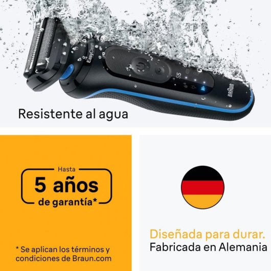 Afeitadora Braun Series 5 52-B1000s 3 Láminas SkinFlex Modo Turbo Batería 50 min Negro Azul