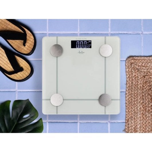 Báscula personal electrónica JATA HBAS1504 Bluetooth iOS Android Blanco 180kg vidrio templado