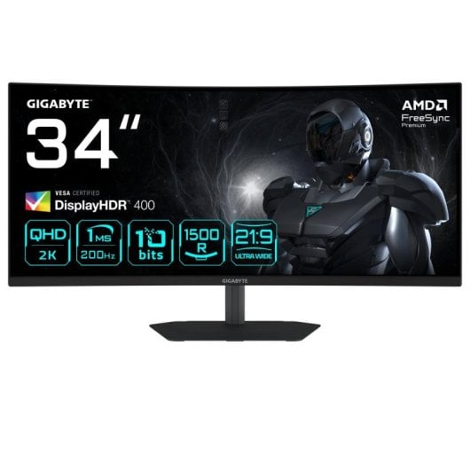 Monitor Gigabyte G34WQC2 34" UltraWide Quad HD 200Hz VA Curvo FreeSync Premium DisplayHDR 400 1ms
