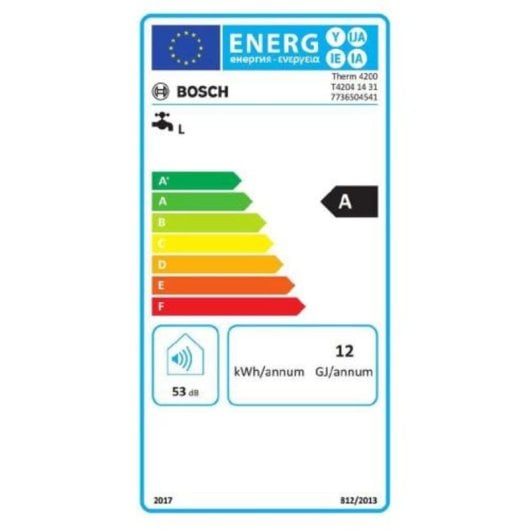 Calentador gás butano 11L 12000W instalação vertical eficiência energética A depósito 14L