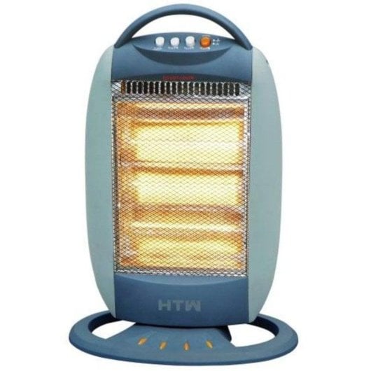 Estufa Eléctrica Compacta Halógena Azul 1200W 3 Barras Oscilante Antivuelco Asa