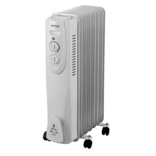 Radiador Eléctrico Compacto 2000W blanco, control rotativo, ruedas y termostato