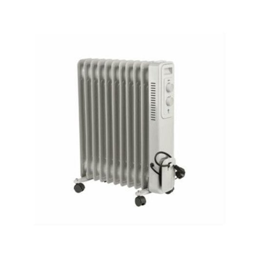 Radiador Eléctrico 2500W 11 elementos blanco con termostato, ruedas y apagado automático