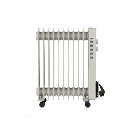 Radiador Eléctrico 2500W 11 elementos blanco con termostato, ruedas y apagado automático