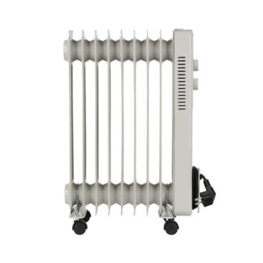 Radiateur Electrique 2000W 9 éléments compact à thermostat réglable avec poignée et roulettes