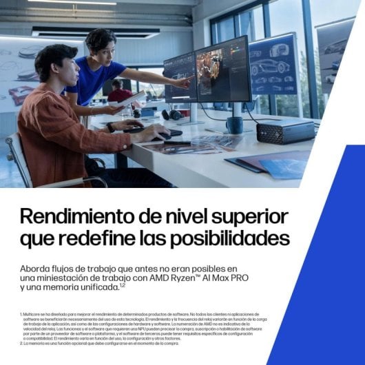 PC Sobremesa HP Z2 Mini G1a AMD Ryzen AI Max+ PRO 395 128GB 1TB SSD Windows 11 Pro Wi-Fi 7 Thunderbolt 4