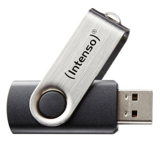 Pendrive Intenso Basic Line 16GB USB 2.0 Giratorio Negro y Plata