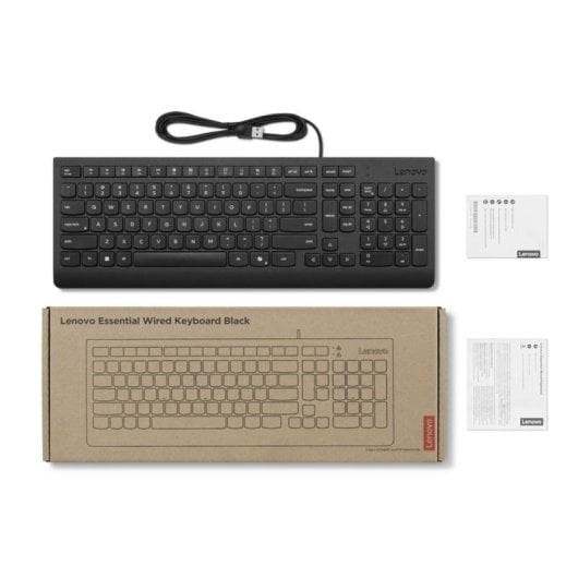 Clavier Lenovo Essential compact à membrane résistant aux éclaboussures USB Espagnol