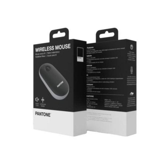 Pantone PT-MS001BK Rato Sem Fios Ergonómico, Silencioso e Recarregável Bluetooth 2400 DPI com USB-C Preto/Cinzento