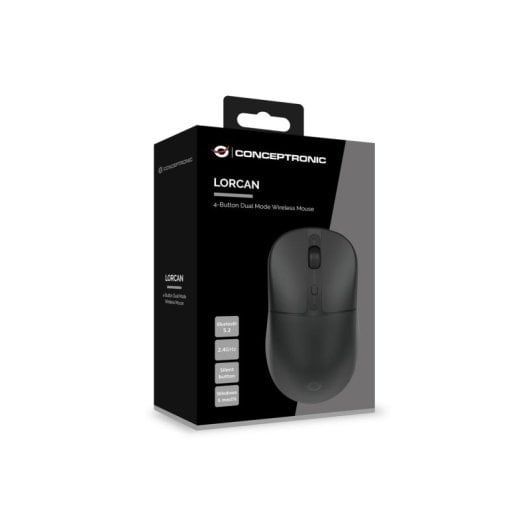 Ratón Conceptronic LORCAN04B Wireless Bluetooth 1600DPI Schwarz Leiser Klick Ambidextrous