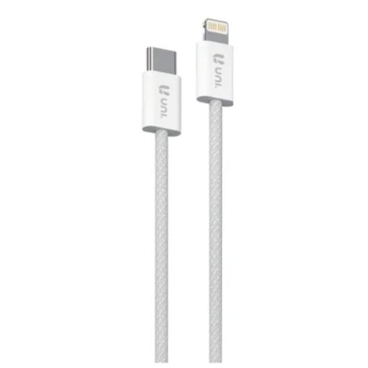 Cavo UNICO CB1253 Lightning USB-C 1 m Bianco Nylon 30 W PD Ricarica Dati
