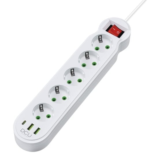 Steckdosenleiste DCU Advance Tecnologic 37400105 5xSchuko 2xUSB-A 1xUSB-C 2m weiß Schutzschalter
