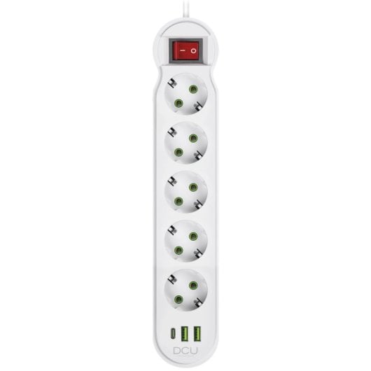 Steckdosenleiste DCU Advance Tecnologic 37400105 5xSchuko 2xUSB-A 1xUSB-C 2m weiß Schutzschalter