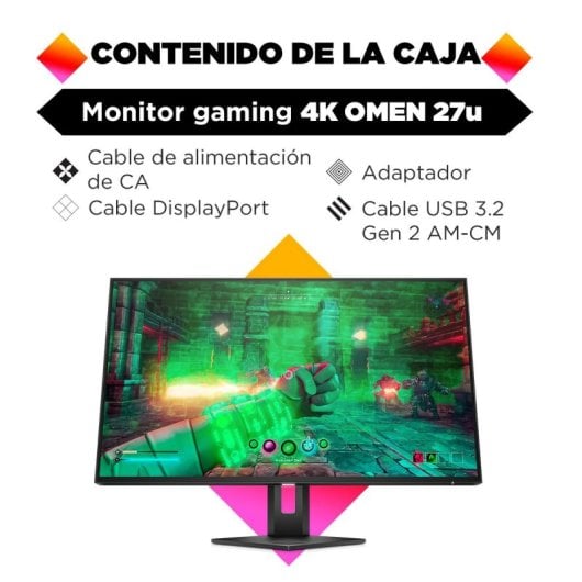 Monitor HP OMEN 27u 27" UltraHD 4K 144Hz IPS FreeSync Premium Pro Haut-parleurs