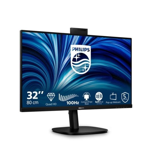 Monitor Philips 32B2U3601H 31,5" Quad HD 100Hz IPS USB-C Webcam 4 ms Haut-parleurs