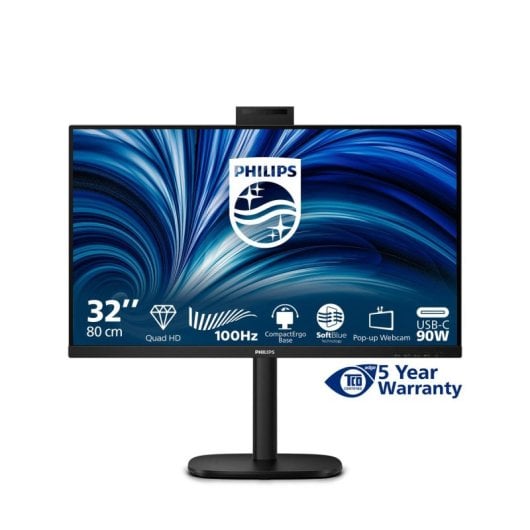 Monitor Philips 32B2U3601H 31,5" Quad HD 100Hz IPS USB-C Webcam 4 ms Haut-parleurs