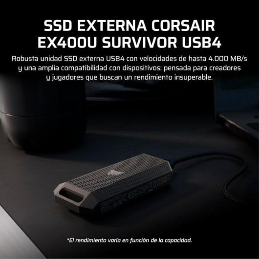 Disque dur SSD externe Corsair EX400U Survivor 4 To USB 4.0 4000 Mo/s IP55