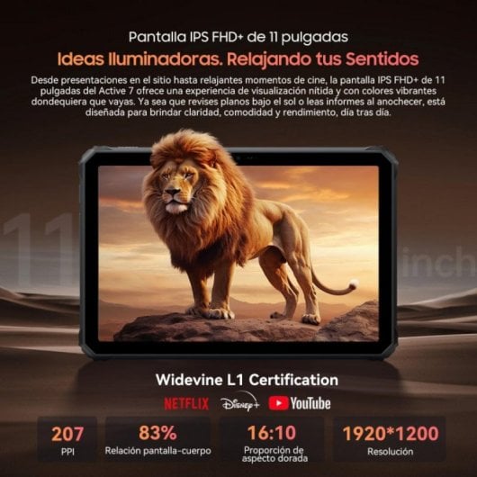 Tablet Blackview Active 7 11" 128GB 4G 10000mAh Android 15 avec clavier Noir