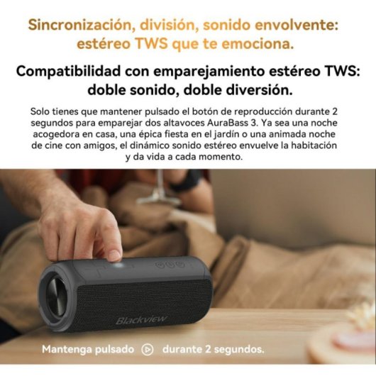 Enceintes Blackview portables Bluetooth 20W étanches IPX7 double haut-parleur RGB