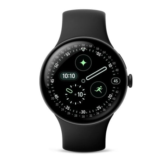Google Pixel Watch 4 WiFi GPS NFC 45mm AMOLED Noir S/L IP68 Etanche SpO2 Pulsomètre