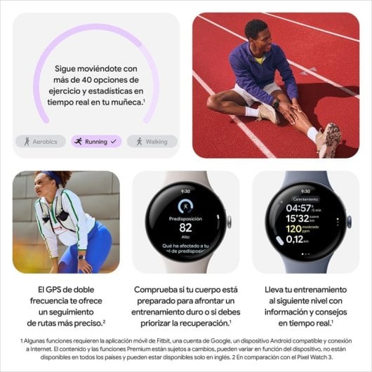 Google Pixel Watch 4 Bluetooth NFC 41mm AMOLED LTPO Noir Taille Unique IP68 SpO2 Pulsomètre
