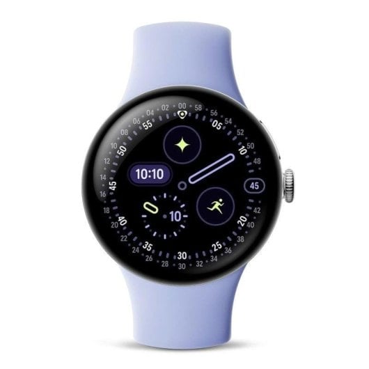 Google Pixel Watch 4 WiFi Bluetooth NFC GPS 41mm AMOLED Argent Violet S/L IP68 SpO2