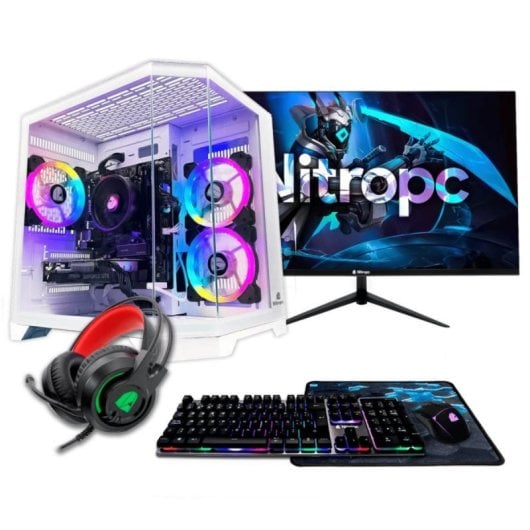 PC Sobremesa Nitropc Pack Silver AMD Ryzen 5 5500 16GB 1TB M.2 RTX3050 6GB 24" Windows 11 WiFi Blanc