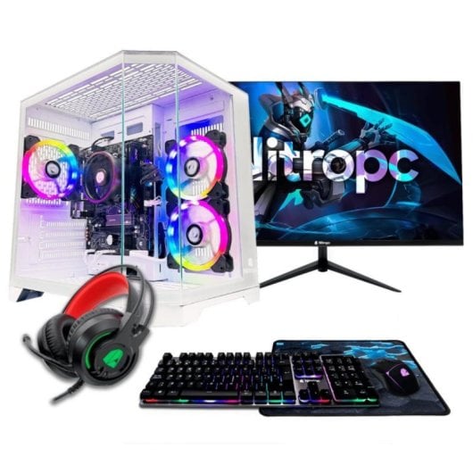 PC Sobremesa Nitropc Pack Bronze AMD Ryzen 5 5655G 16GB 1TB M.2 Monitor 24" Windows 11 Bianco