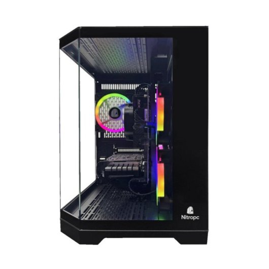 PC Sobremesa Nitropc Pack Silver Plus AMD Ryzen 5 5500 16GB 1TB M.2 RX 6600 Monitor 24" Windows 11 WiFi RGB Negro