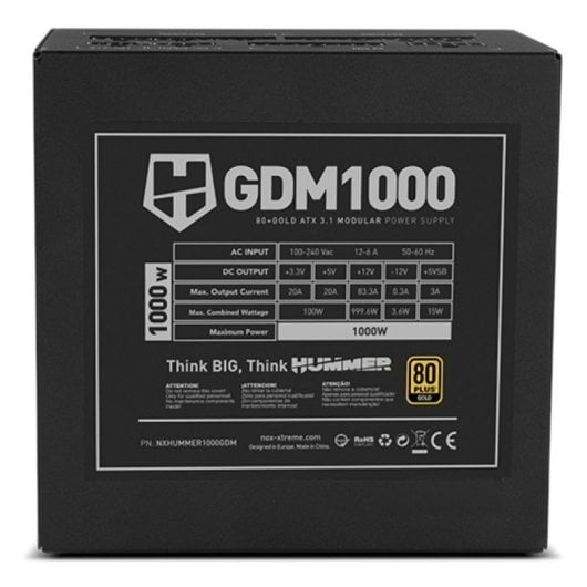 Netzteil Nox 1000W 80 Plus Gold Hummer GDM1000W Vollmodular ATX 3.1 leise